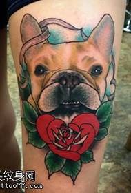 bela pug tatuaje ŝablono sur la femuro