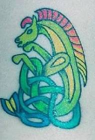 Motif de tatouage de poisson cheval de style celtique