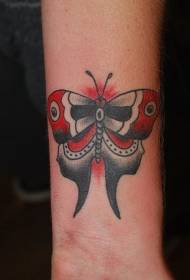 Grey uye tsvuku yechinyakare butterfly tattoo pateni