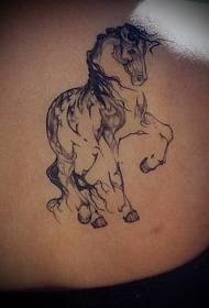Patró de tatuatge minimalista de cavall negre valent