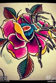 Manuscrit de couleur Rose Spider Tattoo
