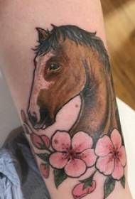 Мальчики теленка нарисовали на градиенте простые линии посадить цветы и татуировки лошади картины