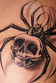 Horror skull Spider Tattoo Kālā