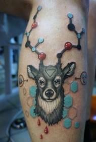 Deer di culore di schernu cù un mudellu tatuatu di elementu chimicu