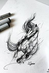 Skrejošā zirga līnijas tetovējuma modeļa manuskripts