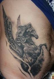 Graue schöne Rappe Pegasus-Tätowierungsbild der Taille-Seite