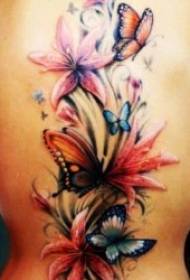 лептир тетоважа узорак 10 шарено Шарено обојено цвијеће тетоваже и лептир тетоважа узорак