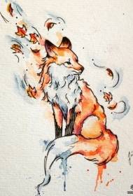 Turai da Amurka tawada launi fox tattoo tsarin rubutun