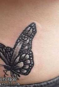 Waist black gray butterfly tattoo pattern