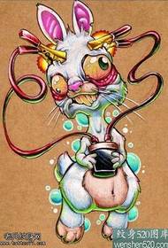 manuscrito color dibujos animados conejo tatuaje patrón