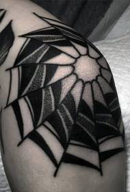 genunchi negru vechi școală păianjen model net tatuaj