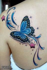 Wzór tatuażu motyl niebieski osobowość z tyłu