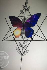 Manuskript geometrescht Schmetterling Tattoo Muster