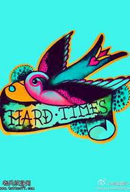 color swallow letter tattoo manuscript pattern