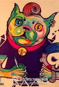 Pintado ingenio cachorro manuscrito tatuaje patrón