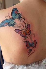 Patrón de tatuaje de mariposa azul posterior