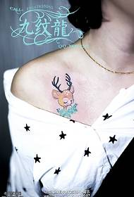 Fresh deer tattoo pattern on the chest
