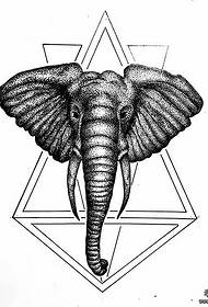 elefante línea geométrica tatuaje patrón manuscrito