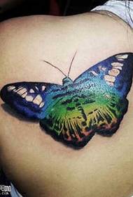 Plecu krāsains tauriņa tetovējuma raksts