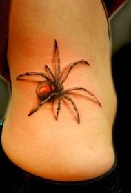 странично ребро реална црвена пајак шема на тетоважи