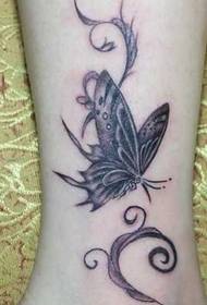 Modello di tatuaggio farfalla grigio nero sulle gambe