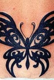 部落蝴蝶翅膀黑色纹身图案