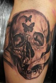 ຮູບແບບ tattoo skull forehead butterfly