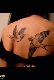 Back bird tattoo pattern