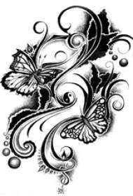 Černá a šedá skica kreativní literární estetický krásný jemný rukopis tetování motýlů