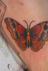 紅色灰色和黃色傳統蝴蝶紋身圖案