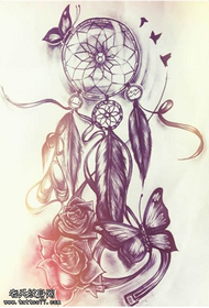 Dream Catcher Butterfly Rose Tattoo Manuskriptmønster