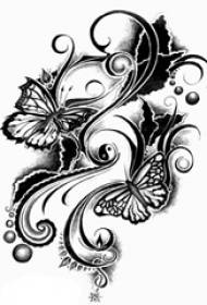 ब्लॅक ग्रे स्केच पॉईंट काटा तंत्र तंत्र लहान ताजे सुंदर फुलपाखरू टॅटू हस्तलिखित