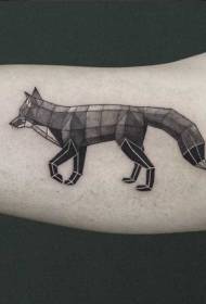 手臂馬賽克風格有趣的狐狸紋身圖案