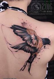 Back small swallow tattoo pattern