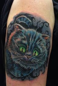 Рака боја масна мачка насмевка шема на тетоважа