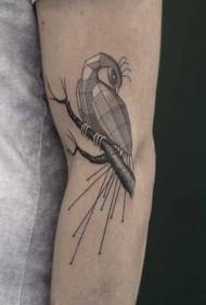 Кронштейн гілки дерева з геометричною композицією візерунок татуювання птахів