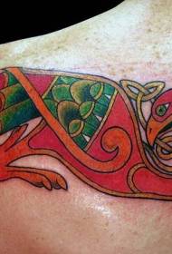Natrag čarobni uzorak crvene ptice tetovaža