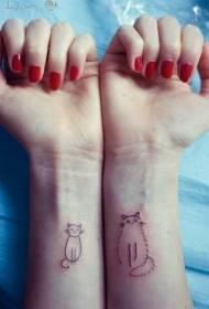 手腕上的可愛貓咪紋身圖案
