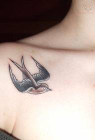 Wzór tatuażu Little Swallow Black Grey Clavicle
