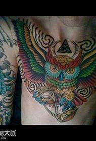 Chest owl tattoo pattern
