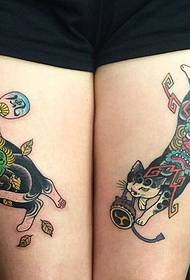 Pola tattoo ucing totem lucu