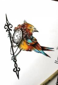 Manuskrip tatu tatu jam burung Eropah dan Amerika