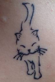 Patrón de tatuaje de gato de línea minimalista