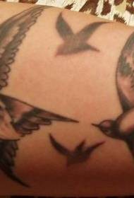 un grupo de tatuajes de pájaros negros para viajar