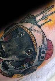 Modello di tatuaggio per cani della tuta spaziale di colore della nuova scuola