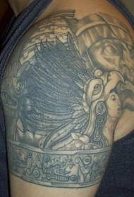 Jirinda Aztec agbụrụ shaman na ugo feaw tattoo tattoo