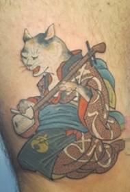 Vitello da bambino dipinto linee astratte piccole immagini di tatuaggi di gatti animali