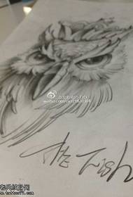 Эскиз тату совы рукописное изображение