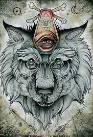 I-Manuscript iyifomu elihle kakhulu le-wolf head tattoo