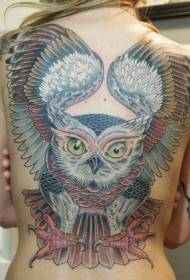 დაბრუნება ლამაზი ფერი owl tattoo ნიმუში